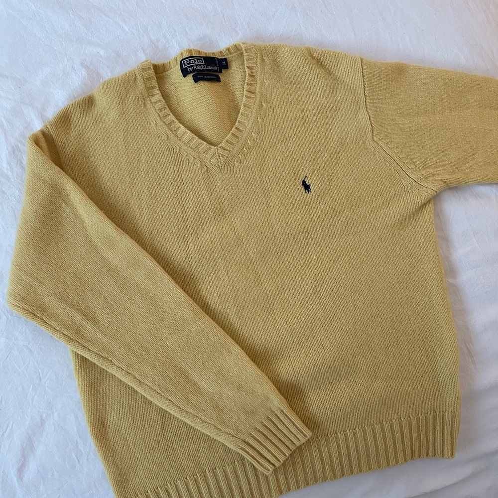 Ralph Lauren Butter Yellow Lambswool V Neck